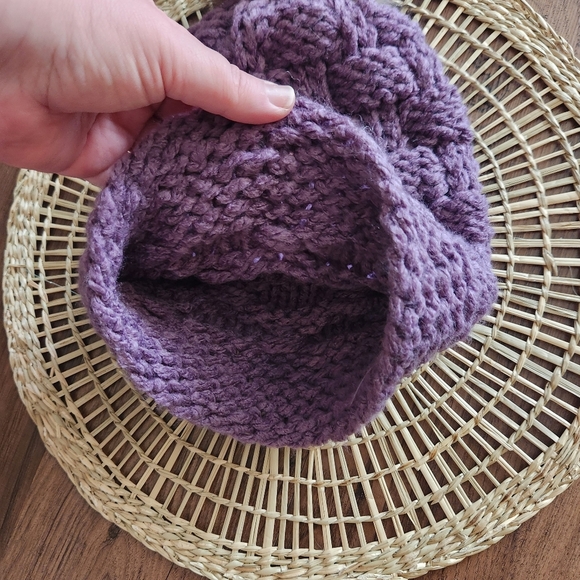 Cozy Purple Knit Pom-Pom Hat - Picture 4 of 4